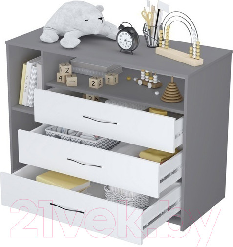 Изображение товара Комод пеленальный Polini Kids Simple 2110 / 0002322.51 (серый/белый)