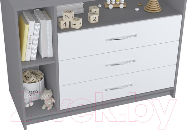 Изображение товара Комод пеленальный Polini Kids Simple 2110 / 0002322.51 (серый/белый)