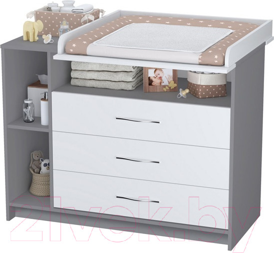 Изображение товара Комод пеленальный Polini Kids Simple 2110 / 0002322.51 (серый/белый)