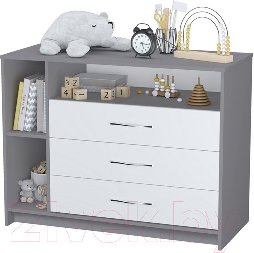 Изображение товара Комод пеленальный Polini Kids Simple 2110 / 0002322.51 (серый/белый)