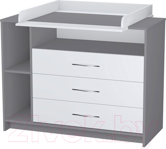 Изображение товара Комод пеленальный Polini Kids Simple 2110 / 0002322.51 (серый/белый)