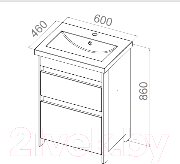 Изображение товара Тумба под умывальник АВН Ванкувер 60 / 66.01 (34)