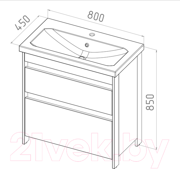 Изображение товара Тумба под умывальник АВН Ванкувер 80 / 66.03 (34)