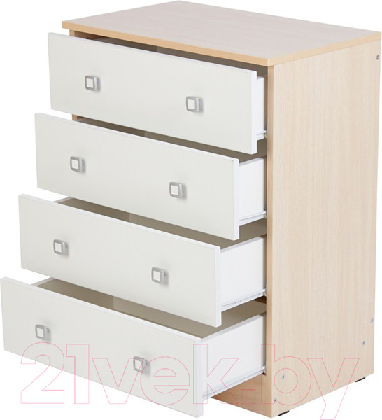 Изображение товара Комод Polini Kids Simple с 4 ящиками / 0001301.161 (дуб пастельный/белый)