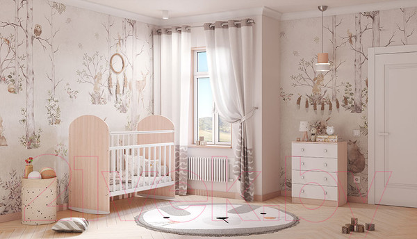 Изображение товара Комод Polini Kids Simple с 4 ящиками / 0001301.161 (дуб пастельный/белый)