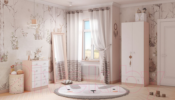 Изображение товара Комод Polini Kids Simple с 4 ящиками / 0001301.161 (дуб пастельный/белый)