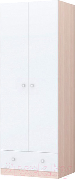 Изображение товара Шкаф Polini Kids Simple двухсекционный с ящиком / 0001302.161 (дуб пастельный/белый)