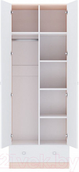 Изображение товара Шкаф Polini Kids Simple двухсекционный с ящиком / 0001302.161 (дуб пастельный/белый)