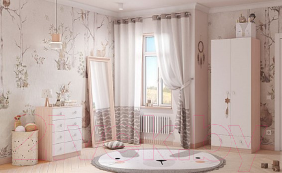 Изображение товара Шкаф Polini Kids Simple двухсекционный с ящиком / 0001302.161 (дуб пастельный/белый)