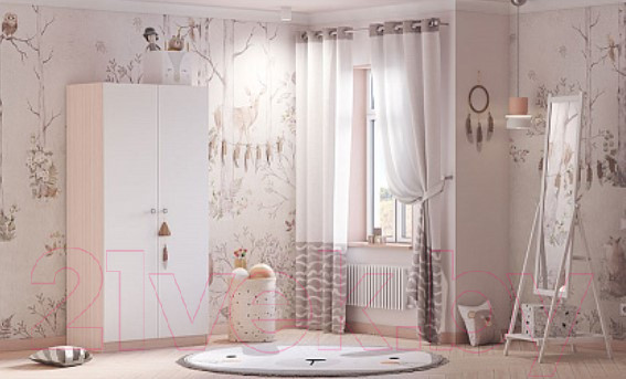 Изображение товара Шкаф Polini Kids Двухсекционный / 0001230.161 (дуб пастельный/белый)