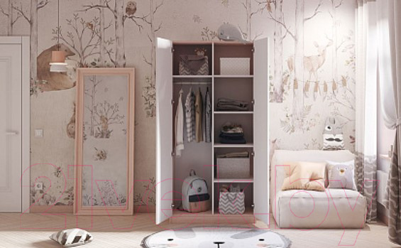 Изображение товара Шкаф Polini Kids Двухсекционный / 0001230.161 (дуб пастельный/белый)