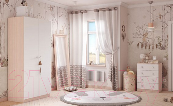 Изображение товара Шкаф Polini Kids Двухсекционный / 0001230.161 (дуб пастельный/белый)