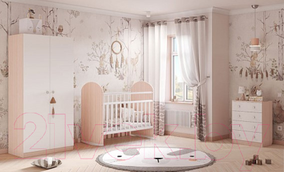 Изображение товара Шкаф Polini Kids Двухсекционный / 0001230.161 (дуб пастельный/белый)