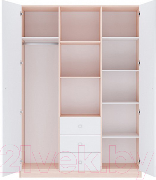 Изображение товара Шкаф Polini Kids Simple трехсекционный / 0001632.161 (дуб пастельный/белый)