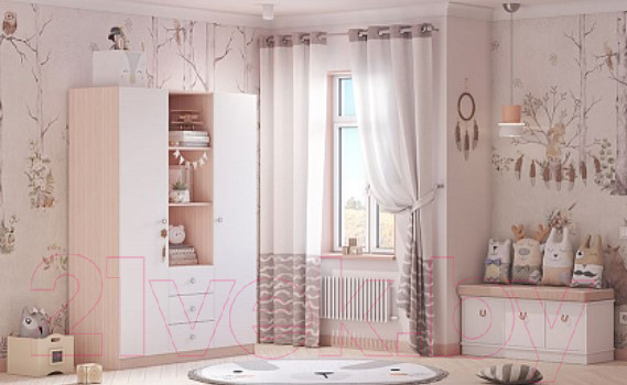 Изображение товара Шкаф Polini Kids Simple трехсекционный / 0001632.161 (дуб пастельный/белый)