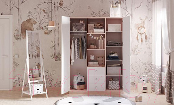 Изображение товара Шкаф Polini Kids Simple трехсекционный / 0001632.161 (дуб пастельный/белый)