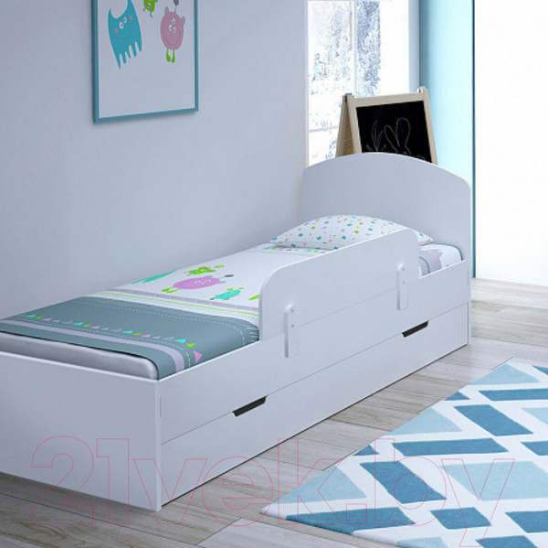 Изображение товара Односпальная кровать Polini Kids Basic 90x180 / 0001186.9 (белый)