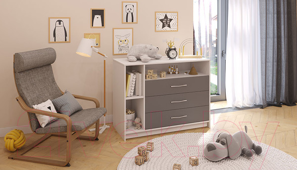 Изображение товара Комод пеленальный Polini Kids Simple 2110 / 0002322.55 (белый/серый)