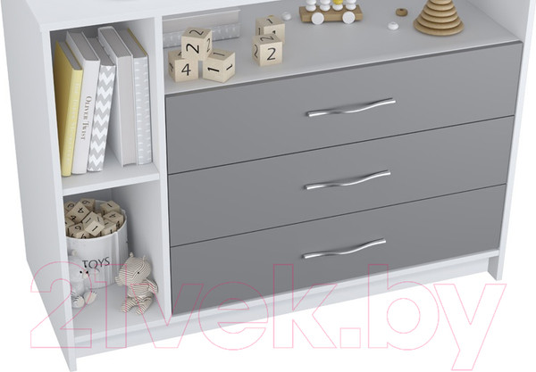 Изображение товара Комод пеленальный Polini Kids Simple 2110 / 0002322.55 (белый/серый)