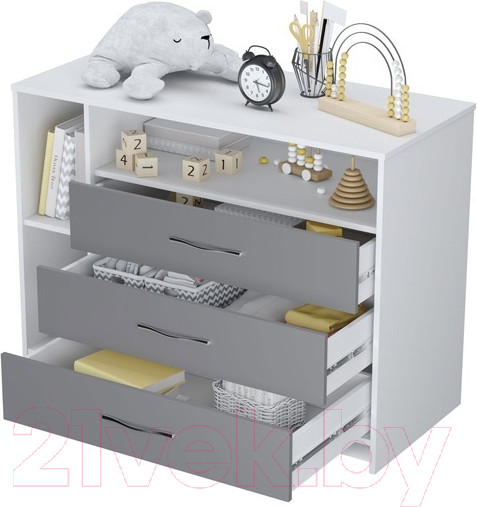 Изображение товара Комод пеленальный Polini Kids Simple 2110 / 0002322.55 (белый/серый)