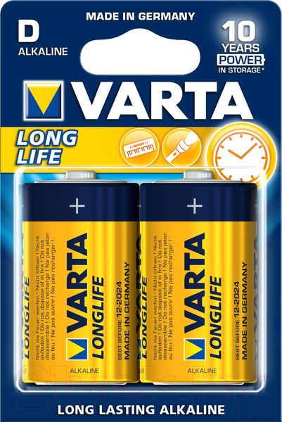 Изображение товара Комплект батареек Varta Longlife 2 D/LR20 / 4120 101 412