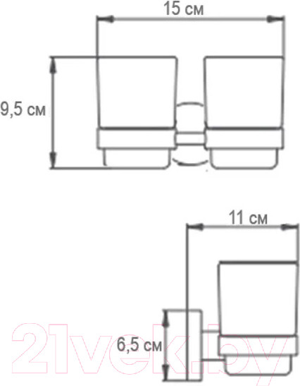Изображение товара Набор стаканов для зубной щетки и пасты Ekko E3208 (хром/черный)