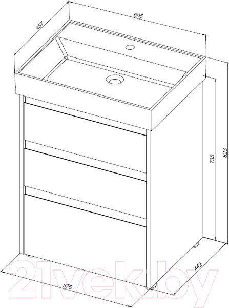 Изображение товара Тумба под умывальник Aquanet Nova Lite 60 / 302470 (дуб рошелье)