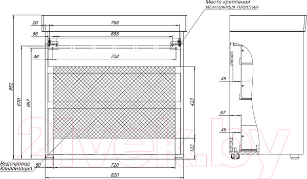 Изображение товара Тумба под умывальник Aquanet Nova Lite 85 / 302477 (дуб рустикальный)