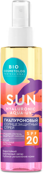 Изображение товара Спрей солнцезащитный Fito Косметик Bio Cosmetolog Professional Гиалуроновый SPF20 (190мл)
