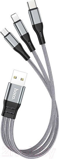 Изображение товара Кабель Hoco X47 Lightning/Micro/Type-C (0.25м, металлик)