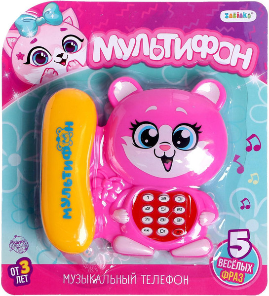 Изображение товара Развивающая игрушка Zabiaka Телефон Кошка / 3279487 (розовый)