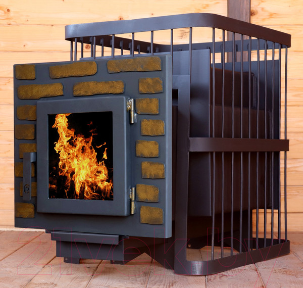 Изображение товара Печь-каменка КомфортПром Ретро Декор Сталь дверь со стеклом 10221165