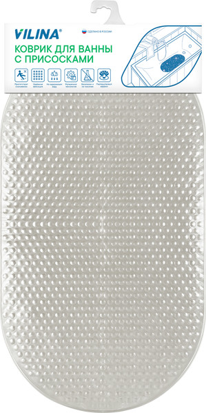 Изображение товара Коврик на присосках Вилина Гарант 7078 (39x69, белый жемчуг)
