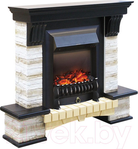 Изображение товара Каминокомплект Смолком Stone Montebello + Fobos-s LUX BL LT (темный орех)