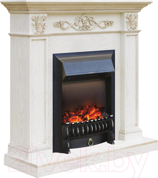 Изображение товара Каминокомплект Смолком Verona + Fobos-s Lux BL LT (белый дуб/патина золото)