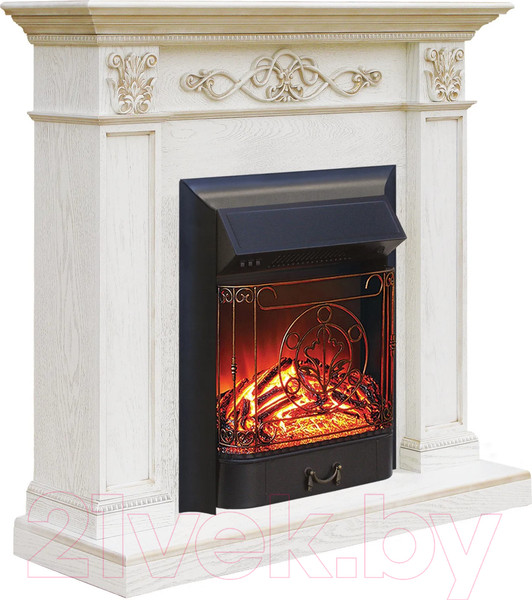Изображение товара Каминокомплект Смолком Verona + Majestic-s Lux BL LT (белый дуб/патина золото)