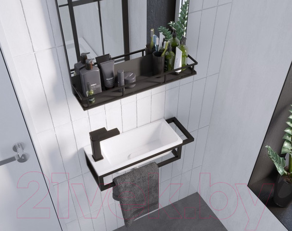 Изображение товара Консоль для ванной Grossman Метрис 105002 (правый, черный)