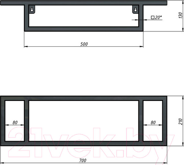 Изображение товара Консоль для ванной Grossman Метрис 105003 (черный)
