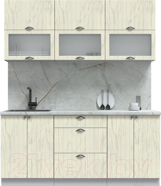 Изображение товара Кухонный гарнитур Интерлиния Берес 1.8Б (дуб снежный/серый каспий)