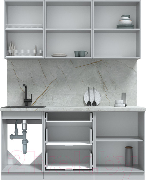 Изображение товара Кухонный гарнитур Интерлиния Берес 1.7Б (дуб английский/бискайская сосна)