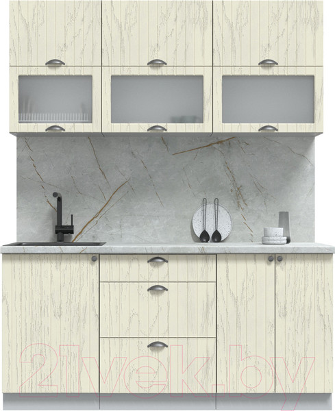 Изображение товара Кухонный гарнитур Интерлиния Берес 1.7Б (дуб снежный/серый каспий)