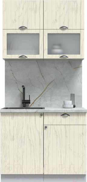 Изображение товара Кухонный гарнитур Интерлиния Берес 1.0Б (дуб снежный/серый каспий)