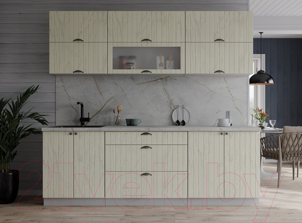 Изображение товара Кухонный гарнитур Интерлиния Берес 2.1Б (дуб снежный/серый каспий)