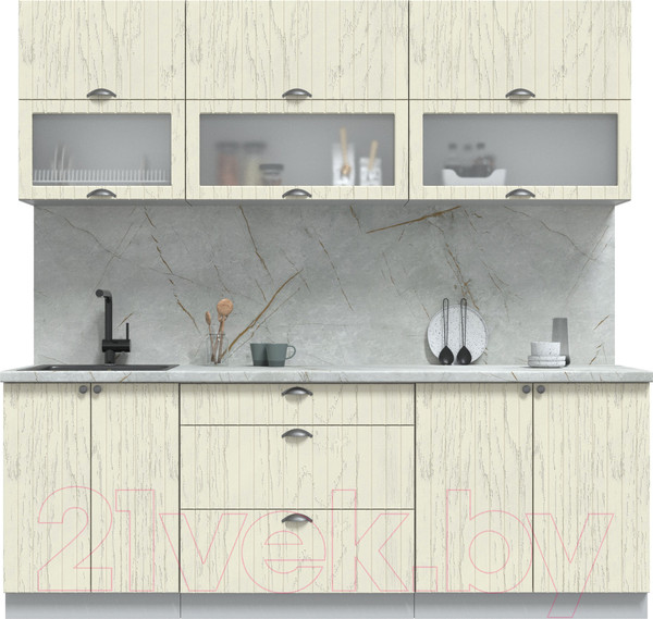 Изображение товара Кухонный гарнитур Интерлиния Берес 2.2Б (дуб снежный/серый каспий)