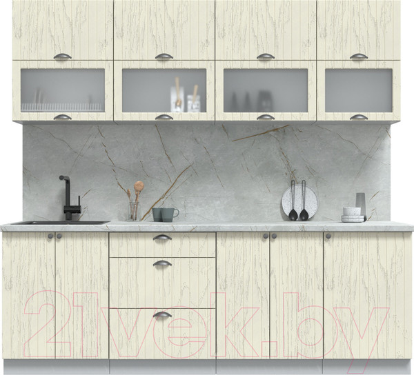 Изображение товара Кухонный гарнитур Интерлиния Берес 2.3Б (дуб снежный/серый каспий)