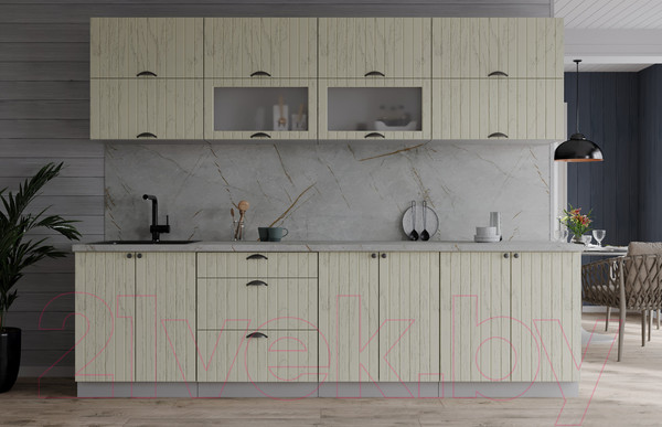 Изображение товара Кухонный гарнитур Интерлиния Берес 2.5Б (дуб снежный/серый каспий)