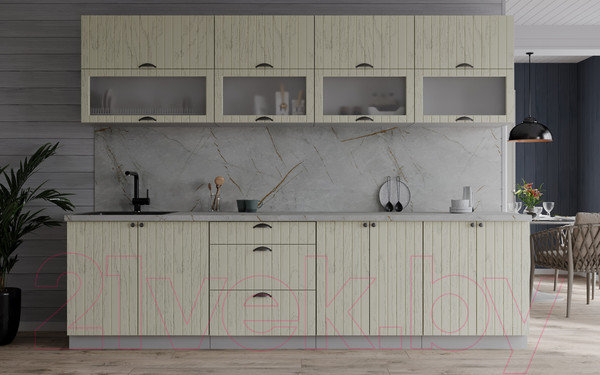 Изображение товара Кухонный гарнитур Интерлиния Берес 2.6Б (дуб снежный/серый каспий)