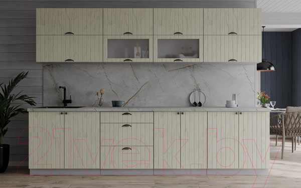 Изображение товара Кухонный гарнитур Интерлиния Берес 2.7Б (дуб снежный/серый каспий)