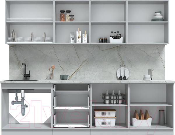 Изображение товара Кухонный гарнитур Интерлиния Берес 2.7Б (дуб лазурный/дуб бунратти)