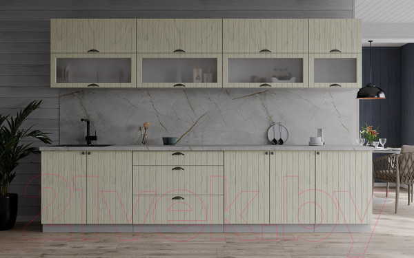 Изображение товара Кухонный гарнитур Интерлиния Берес 2.9Б (дуб снежный/серый каспий)